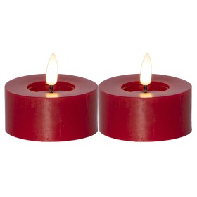 STAR TRADING Čajová LED svíčka Flamme Flow Red 7 cm – set 2 ks, červená barva, vosk