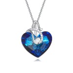 Exkluzivní náhrdelník Swarovski Elements Courtney Blue - srdce, Modrá 40 cm + 5 cm (prodloužení)