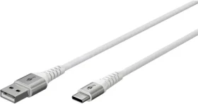 Goobay USB-C - USB-A bílá / Datový kabel / Textilní opletení / Kovové konektory / 1 m (74530)