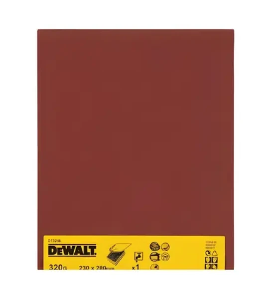 DeWalt Brusný papír voděodolný P320 / Brusný papír / 230 x 280 mm / Ruční broušení (DT3246)