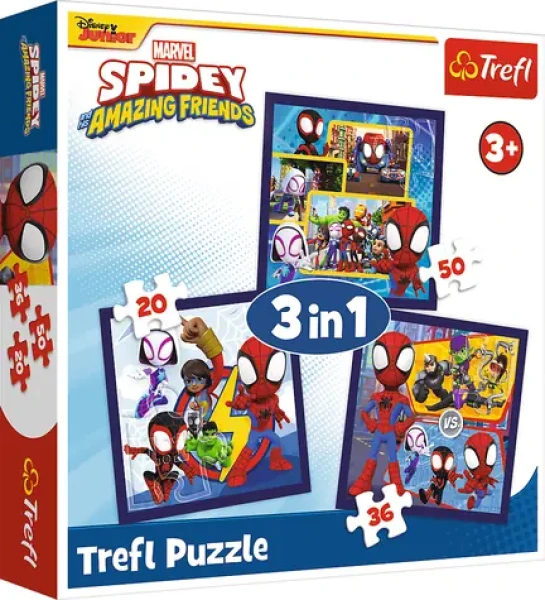 TREFL Puzzle Spidey: Pavouci a dinosauři 3v1