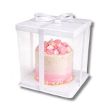 Cake Star Cake Star Plastový hranatý box na dorty bez stuhy 4Cake bílý (30 x 30 x 35 cm)