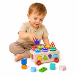 Mamido Dřevěný Montessori třídicí vozík na kolečkách