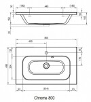RAVAK - Chrome Umyvadlo 80x49 cm, s 1 otvorem pro baterii, bílá XJG01180000
