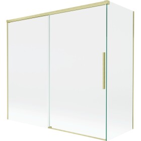 MEXEN/S - Rox vanová zástěna 2-křídlová posuvná 170 + 70 x 150, transparent, zlatá kartáčovaná 8C9-170-070-55-00