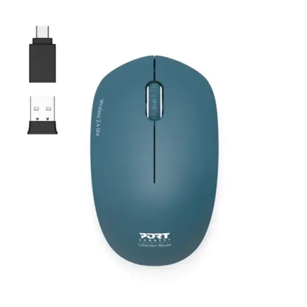 PORT CONNECT Wireless COLLECTION safírová / bezdrátová myš / USB-A/USB-C dongle / 2.4Ghz / 1600 DPI     (900545)