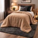 Béžová hřejivá deka s jemnou texturou BOUCLÉ Šířka: 200 cm | Délka: 220 cm