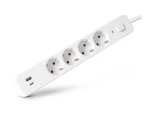 Entac 4-zásuvkový prodlužovací blok s USB bílá / Prodlužovací kabel / 4x 230V / 1x USB-A / 1x USB-C / 1,5 m / vypínač (ESES1.5G4-1.5-SW-1UA1UC)