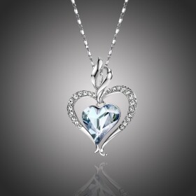 Náhrdelník Swarovski Elements True Love světle modrý - srdíčko, Světle modrá 42 cm + 5 cm (prodloužení)