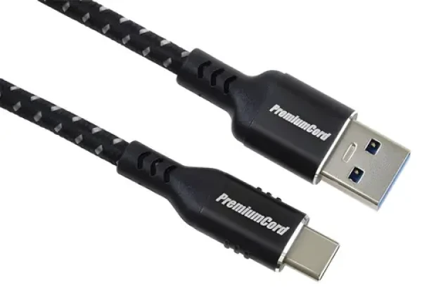 PremiumCord USB-C - USB 3.0 A / Kabel / USB 3.2 Gen 1 / 5 Gbit/s / 3A / 2 m / bavlněný oplet (ku31cx2)