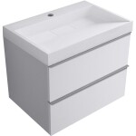 CERANO - Koupelnová skříňka Velora - bílá matná, úchytka chrom + umyvadlo z lit. mramoru s otvorem Vita - bílá lesklá - 70x63x46,5 CER-8050BD83874