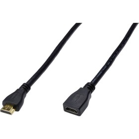 Digitus HDMI prodlužovací kabel Zástrčka HDMI-A, Zásuvka HDMI-A 5.00 m černá AK-330201-050-S kulatý, pozlacené kontakty, dvoužilový stíněný HDMI kabel