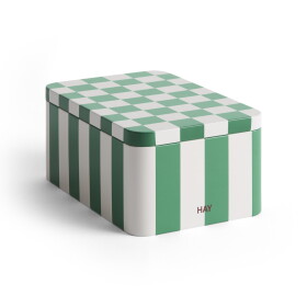 HAY Plechová dóza s víkem Green / Off White Small, zelená barva, kov