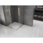 MEXEN/S - Velar L Duo sprchový kout, posuvné dveře 90 x 90, transparent, zlato kartáčovaná 871-090-090-02-03-55