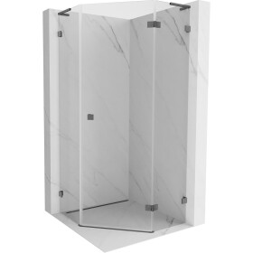 MEXEN/S - Lunar L sprchový kout pětiboký křídlový pravá 80x80, transparent, grafit kartáčovaná 831L-080P-080L-66-00-P