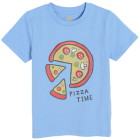 Tričko krátký rukáv s pizzou- modré - 92 LIGHT GREY