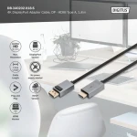 Digitus / DisplayPort připojovací kabel / DP/M - HDMI-A/M / 4K / 1,8 m (DB-340202-018-S)