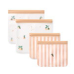 LIEWOOD Uzaviratelné sáčky na potraviny Rebus Peach / Sea shell – set 4 ks, oranžová barva, plast