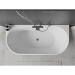 MEXEN/S - Oval vana volně stojící nástěnná 160 x 80, bílá, sifon a přepad grafit metal 52671608000-95