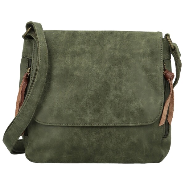 Trendy dámská koženková crossbody kabelka Anelise, tmavě zelená