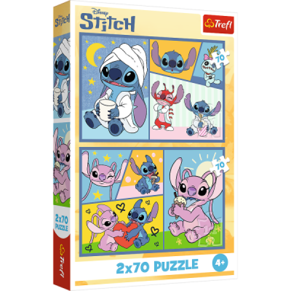 Puzzle Se Stitchem není nuda 2v1 2x70 dílků