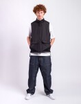 Taion Non Down Military Reversible Boa Hi Neck Vest BLACK×CREAM M