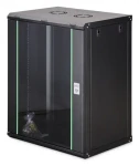 Digitus Dynamic 16HE 600x450mm černá / Nástěnný rozvaděč / 19" / Skleněné dveře / Aktivní chlazení / IP20 (DN-37113)