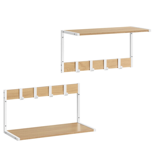 Set 2 nástěnných poliček, mdf, béžová, ABP-E1083 WT