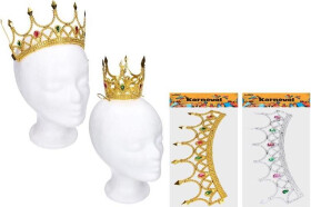 Set karneval W032038 - zlatá/stříbrná koruna 15x8 cm
