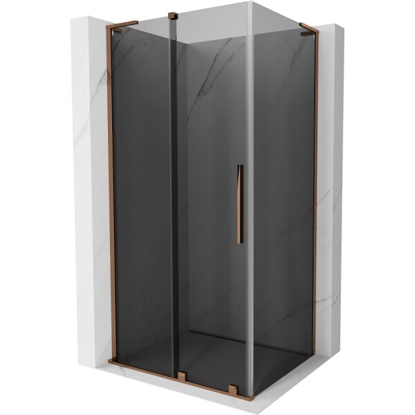 MEXEN/S - Velar L sprchový kout, posuvné dveře 100 x 120, grafit, růžové zlato 871-100-120-43-60