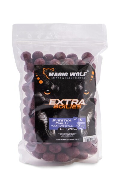 Magic Wolf Boilies Extra 1kg - Švestka / chilli 20mm,Magic Wolf Boilies Extra 1kg - Švestka / chilli 20mm
