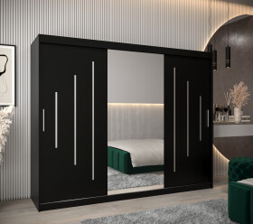 Šatní skříň Abi Y1 Barva korpusu: Černá, Rozměry: 250 cm, Dveře: Černá