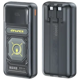 Awei P99K černá / Powerbanka / 20000mAh / 22,5W / USB-C a Lightning kabely (P99K)