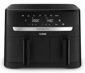Tefal Dual Easy Fry EY901N černá / Horkovzdušná fritéza / 2700 W / 8,3 l / Dotykové ovládání (FY901N DUAL EASY FRY)