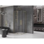 MEXEN/S - Velar L Duo sprchový kout, posuvné dveře 90 x 90, transparent, zlato 871-090-090-02-03-50