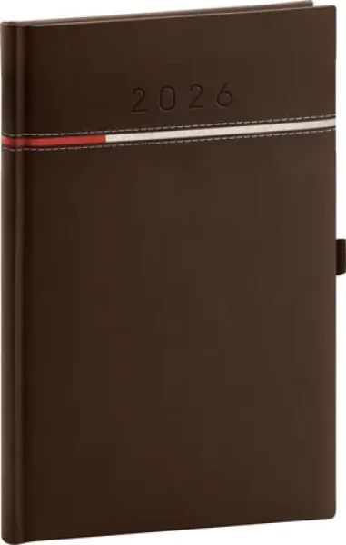 NOTIQUE Týdenní diář Tomy 2026, hnědo-červený, 15 x 21 cm (PGD-TA5TO-6566)