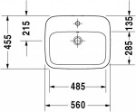 DURAVIT - DuraStyle Umyvadlo nábytkové 56x46 cm, s 1 otvorem pro baterii, bílá 0374560000