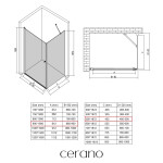 CERANO - Sprchový kout Antelo L/P - 6 mm - černá matná, transparentní sklo - 90x50x190 - otočný CER-477254