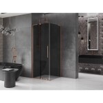 MEXEN/S - Velar L sprchový kout, posuvné dveře 120 x 120, grafit, měď kartáčovaná - 871-120-120-33-65 871-120-120-43-65