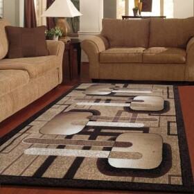 DumDekorace Kusový koberec hnědé barvy s geometrickými tvary 60 x 100 cm