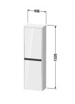 DURAVIT - Ketho.2 Skříňka 132x40x24 cm, 2 dvířka, panty vpravo, lesklá bílá K21319R22220000