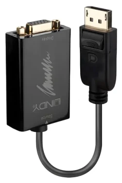 Lindy DisplayPort - VGA černá / Převodník / Aktivní / 1920x1080 / 60 Hz / 0,15 m (41006)