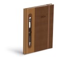 Týdenní diář 2026 MFP T805 A5, s gumičkou a prostorem na propisku - PU dark brown/beige