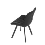 Židle jídelní, černá látka v dekoru broušené kůže, černý kov