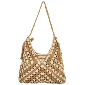 Módní dámská boho kabelka na rameno Ibolya, béžovo-bílá