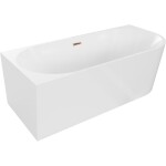 MEXEN/S - Mia volně stojící rohová vana levá 160 x 80, bílá, sifon a přepad růžové zlato 52691608000L-60