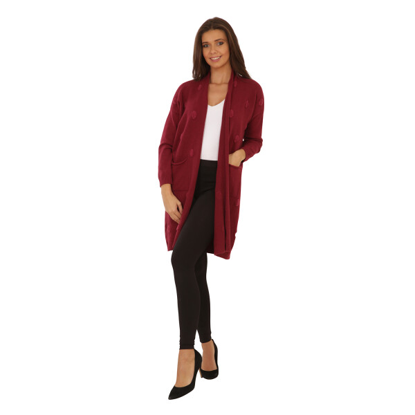 HOSH Dámský puntíkovaný kardigan Velikost: UNI, Barva: Vínová