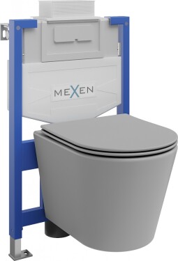 MEXEN/S - WC předstěnová instalační sada Fenix XS-U s mísou WC Rico + sedátko softclose, světle šedá mat 68530724061