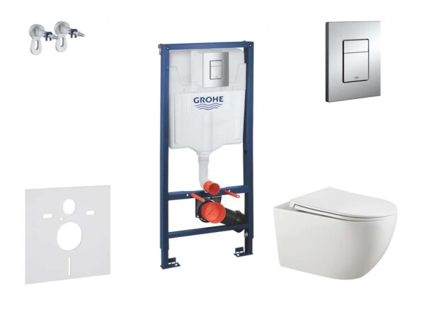 GROHE - Rapid SL Set předstěnové instalace, klozetu Gaia a sedátka softclose, tlačítko Skate Cosmopolitan, chrom SANI11BA1106