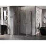 MEXEN/S - Lunar L Duo sprchový kout dveře křídlové 85 x 75, transparent, růžové zlato 834L-085L-075P-60-00